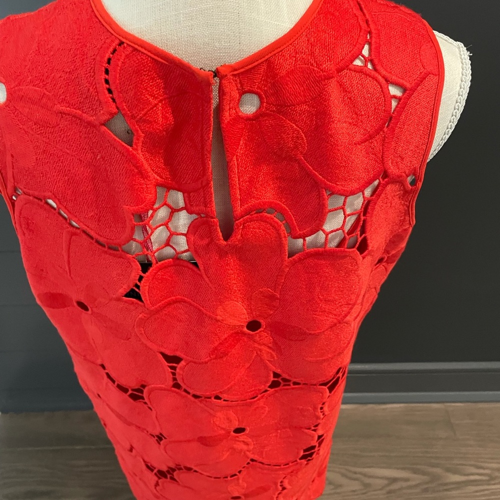 Cynthia Rowley Red lace Flower Dress NWT sz10 - Picture 5 of 7